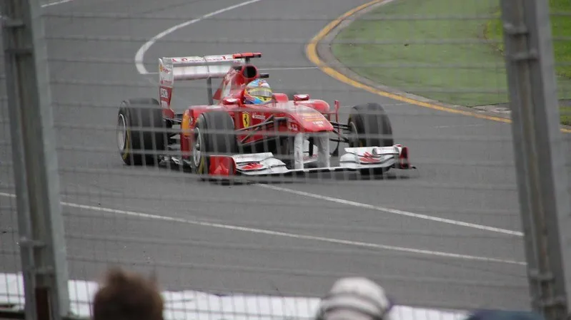 Formula 1 race car driven on the track